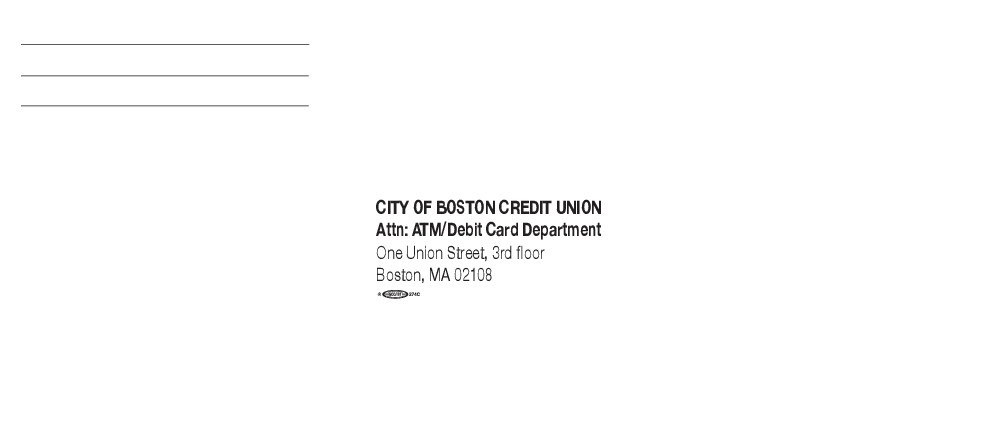 COBCU ATM/Debit department return envelope